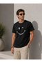 Marchè Bien Men's Minimal Smiling Face Printed T-Shirt Short Sleeve Summer T-Shirt - Black - 3