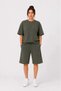 Marchè Bien Women's Bottom-Top Set Two Yarn Fabric Crew Neck T-Shirt with Pockets Above Knee Shorts - Khaki - 3