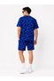 Marchè Bien Men's Oversize Kalıp Pubg Bape X Shark Embroidered Pocket Shorts Set - Blue - 2