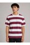 Marchè Bien Men's Striped Oversize T-Shirt Crew Neck Short Sleeve Summer T-Shirt - Burgundy - 3