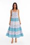 Marchè Bien Women's Strappy Floral Patterned Linen Fabric Layered Casual Maxi Dress - Turquoise - 2