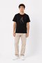 Men's Korean Finger Love Themed Minimal Printed T-Shirt Summer Short Sleeve T-Shirt - Black - 3