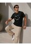 Marchè Bien Men's Minimal Smiling Face Printed T-Shirt Short Sleeve Summer T-Shirt - Black - 4