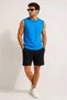 Men's contrast trim sleeveless tank top crew neck summer basic tank - turquoise - 4