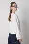 Women's Ecru Crop Buttoned and Patted Cotton T-Shirt 32057 - 4