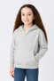 Girl's Hooded Cardigan Sweatshirt with Kangaroo Pocket and Full Zipper - Gray - 3