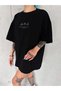 Women's Printed Short Sleeve Oversize T-Shirt - Black