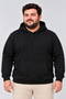 Men's oversized three-thread fleece-lined hooded winter sweatshirt with kangaroo pocket - black - 3