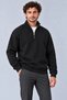 Marchè Bien Men's Three-Thread Ribbed High Collar Half-Zip Winter Sweatshirt - Black