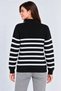 Marchè Bien Women's High Neck Half Zipper Striped Thessaloniki Knit Sweater - Black - 4