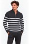 Marchè Bien Men's High Collar Half-Zip Striped Thessaloniki Knit Sweater - Smoked - 3