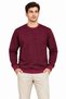 Men's 2-Piece Crew Neck Ribbed Inside 2 Yarn Flat Long Sleeve Regular Fit Sweatshirt - Burgundy & Brown - 4