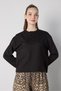 Women's Black Crop Buttoned and Patted Cotton T-Shirt 32057 - 2
