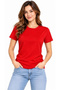 Women's basic t-shirt crew neck short sleeve casual summer slim fit t-shirt - 2