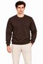 Men's 2-Piece Crew Neck Ribbed Inside 2 Yarn Flat Long Sleeve Regular Fit Sweatshirt - Burgundy & Brown - 5