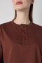 Women's Brown Crop Buttoned and Patted Cotton T-Shirt 32057 - 4