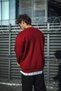 Marchè Bien Men's Winter Crew Neck Three Yarn Basic Sweatshirt - Burgundy - 2