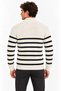 Men's stand collar half zippered striped thessaloniki knitwear sweater - cream - 3
