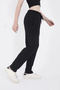 Women's 3 Thread Cotton Pipe Leg Sweatpants with Pockets - Black - 4