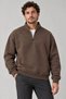 Marchè Bien Men's Three-Thread Ribbed High Collar Half-Zip Winter Sweatshirt - Brown