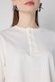 Women's Ecru Crop Buttoned and Patted Cotton T-Shirt 32057 - 3