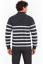 Marchè Bien Men's High Collar Half-Zip Striped Thessaloniki Knit Sweater - Smoked - 2