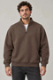 Marchè Bien Men's Three-Thread Ribbed High Collar Half-Zip Winter Sweatshirt - Brown - 3