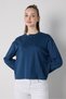 Women's Navy Blue Crop Buttoned and Patted Cotton T-Shirt 32057 - 2