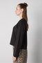 Women's Black Crop Buttoned and Patted Cotton T-Shirt 32057 - 5