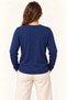 Women's Modal Soft Textured Crew Neck Long Sleeve T-Shirt Sweatshirt - Navy Blue - 2
