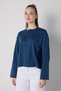 Women's Navy Blue Crop Buttoned and Patted Cotton T-Shirt 32057 - 7