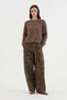 Women's Washed Long Sleeve Design Sweater with Ripped Collar and Sleeves