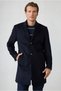 Wool Cashmere Blend Mono Collar Pocketed Buttoned Classic Cashmere Coat