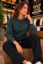 Women's Regular Fit Crew Neck Embroidered Knit Sweater - 4