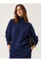 Dark Blue Knit Turtle Neck Sweater and Skirt Co-ords - 2