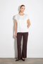 Round Neck Polka Dot Jacquard Tshirt - Ecru - 5