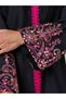 Black Embroidered Jalabiya with Lace Trim - 4