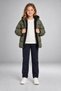 Girl's Khaki Fleece Hooded Windproof Inflatable Winter Coat - 2