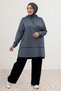 67080 Large Size Color Combination Modal Pants Suit - Anthracite - 4