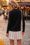 Black Crew Neck Long Sleeve Collar with Pearl and Stone Detail on the Sleeve Cuff, Pearl Detailed Knitwear Sweater 63 60 - 8