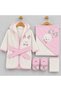 Gaye Bebe Rabbit Patterned Pink Baby Bathrobe and Bath Set