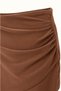 Drapeli Brown Matte Leather Short Skirt - 4