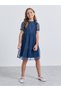 Girls Navy Blue Tiered Glitter Mesh Dress