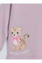 Baby Girl Purple Cotton Long Sleeve Top and Printed Bow Pants Set - 4