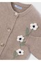 Girl's Beige Floral Detailed Cardigan - 5