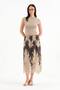 Women's Lace Fabric Design Skirt with Elastic Waist and Lining, Midi Length - 4