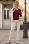 Burgundy V-Neck Long Sleeve Front Decorative Buttoned Non-Opening Stitched Casual Knitwear Sweater 64 66 - 5