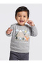 Baby Boys Grey Cotton Sweatshirt with Shoulder Snap - 2