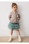Girl's Beige Floral Detailed Cardigan - 2