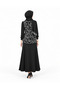 Bead Embellished Floral Patterned Lined Skirt Blouse Double Set - 5